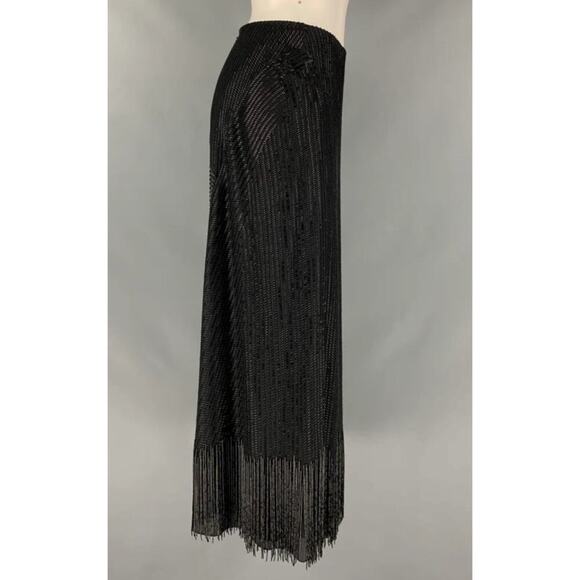 Ralph Lauren Collection Purple Label Beaded Skirt Black Silk Fringe Midi Runway - Picture 8 of 11